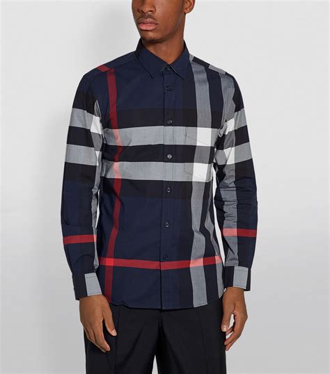 burberry check shirt blue|burberry check button up shirt.